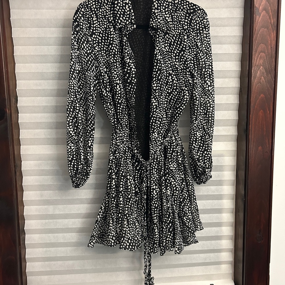 ZARA Chic Black and White Polka Dot Dress